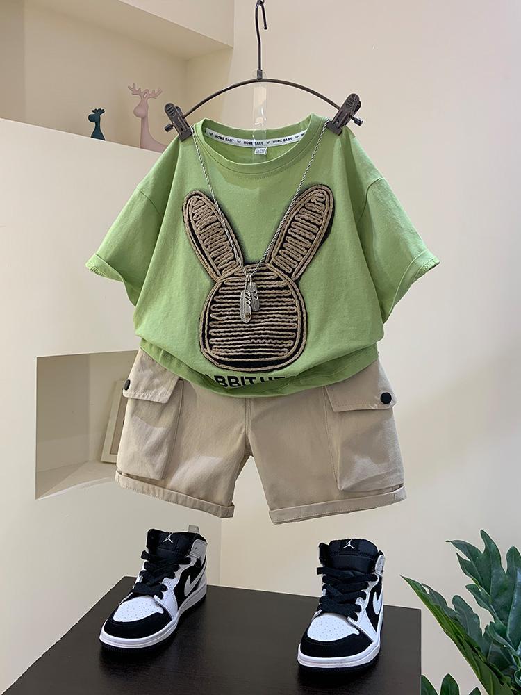 P Boys&#039; Summer Dress Suit New Western-style Baby Summer Short-sleeved Clothes Boys&#039; Spring and Summer Handsome and Thin Children&#039;s Fashion