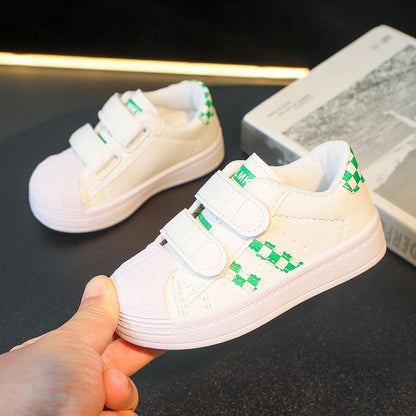 P 2024 spring and autumn new children&#039;s shell head shoes breathable girls&#039; shoes and boys&#039; sports shoes casual small white shoes.