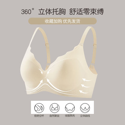 P Xueli's Traceless Thin Underwear for Women Gathering: No Steel Rim, Large Chest, Small and Anti sagging, Adjustable Bra for Collar Collection