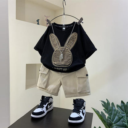 P Boys&#039; Summer Dress Suit New Western-style Baby Summer Short-sleeved Clothes Boys&#039; Spring and Summer Handsome and Thin Children&#039;s Fashion