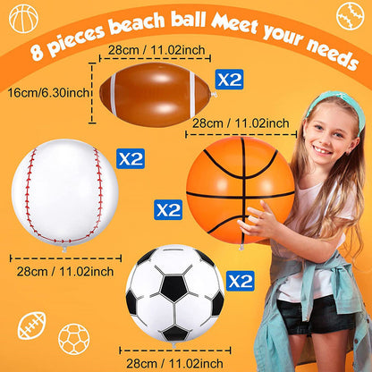 Pelota de playa inflable de PVC de dibujos animados P, seis piezas, fútbol, ​​baloncesto, rugby, waterpolo, juguetes para fiestas de natación 