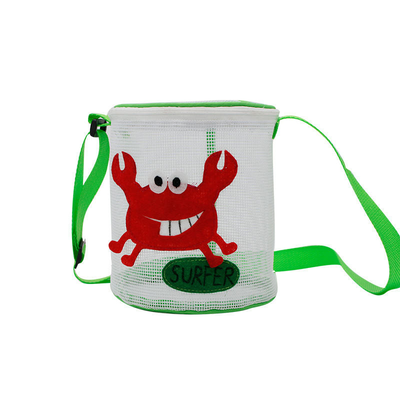 P Nuevo bolso de playa para niños salientes con estampado de dibujos animados lindo bolso bandolera portátil bolsa de almacenamiento para herramientas de excavación de arena 