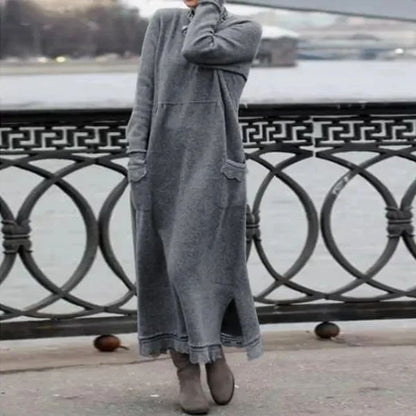 P new autumn women's clothing warm loose large size knitted lace dress fleece sweater casual dress