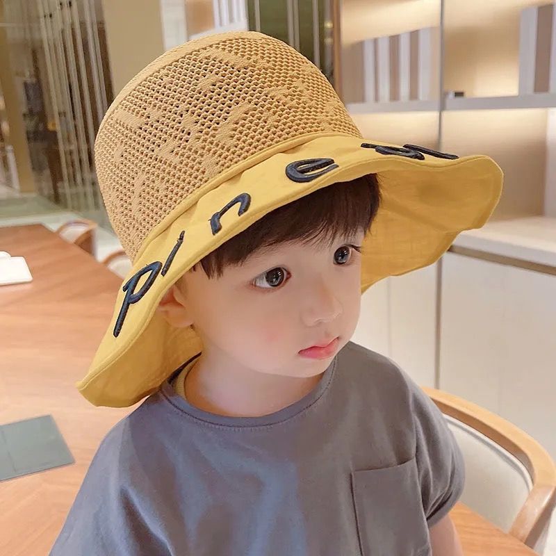 P children&#039;s summer sun hat boy net fisherman&#039;s hat Korean version of ins girl personality Joker basin hat sun hat tide.