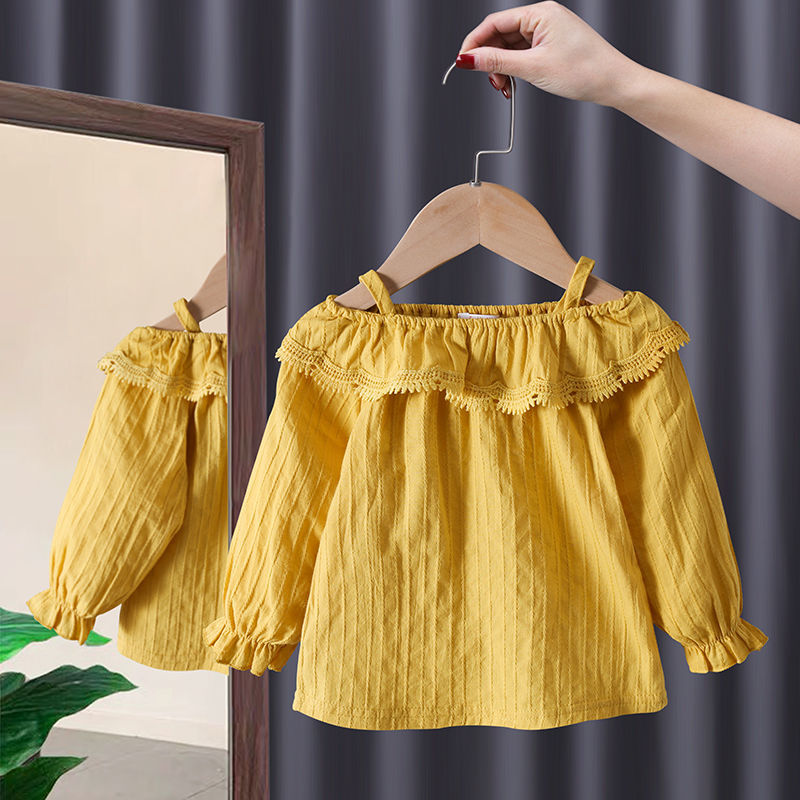 Girls' Shirt Spring New Korean Children's Clothes Children's Fashionable Sweet Floral Balloon Sleeve Blouse Spring