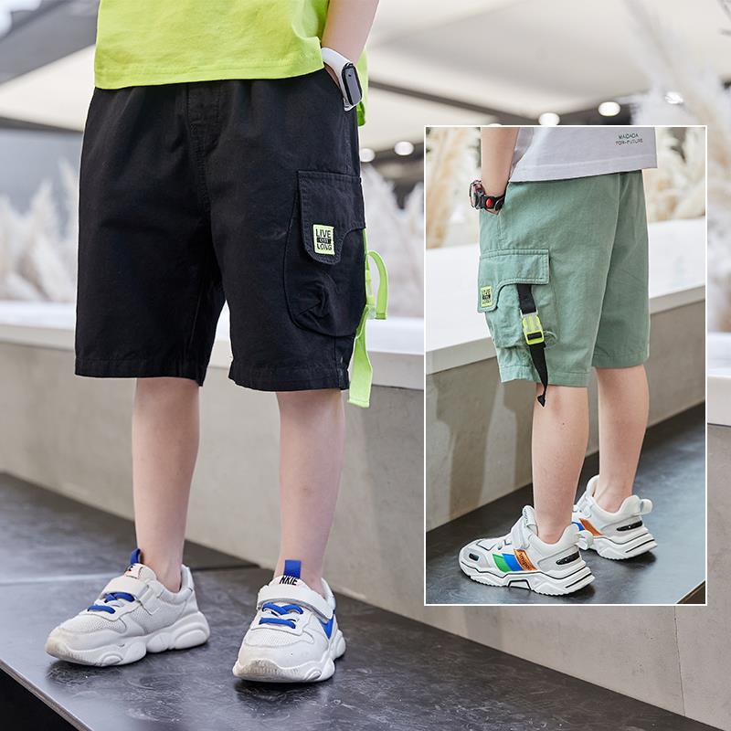 P boys' summer pants thin cotton pants 2024 summer clothes new children's baby Korean version of cargo shorts tide