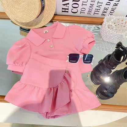 Conjunto de niñas, estilo academia de verano, falda para bebés, vestido de verano, ropa para niñas pequeñas, ropa para niños, vestido tipo polo, tendencia 