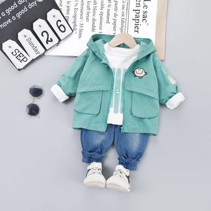 Spring and autumn boy baby handsome coat children&#039;s children&#039;s jacket suit tide three-piece children&#039;s wear.