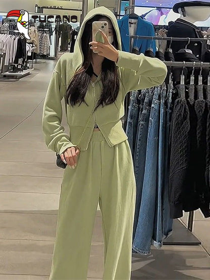 P Sports Set Women's Autumn Instagram Trendy Student Korean Edition Loose and Slim Fashion Internet Celebrity Casual Two Piece Running Suit