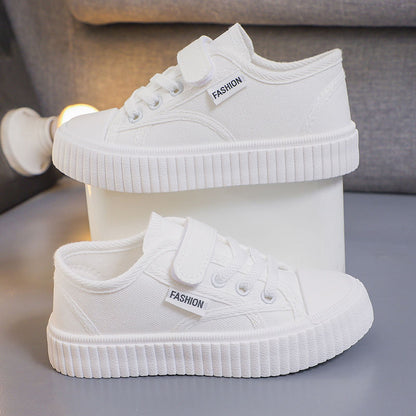 P School designated children's breathable little white shoes 2024 new one-foot canvas shoes for boys and girls popular school board shoes