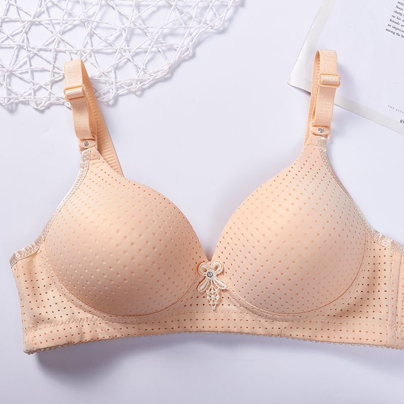 P &quot;Breathable underwear&quot; single /2-piece small chest gathered bra thin breathable rimless underwear woman