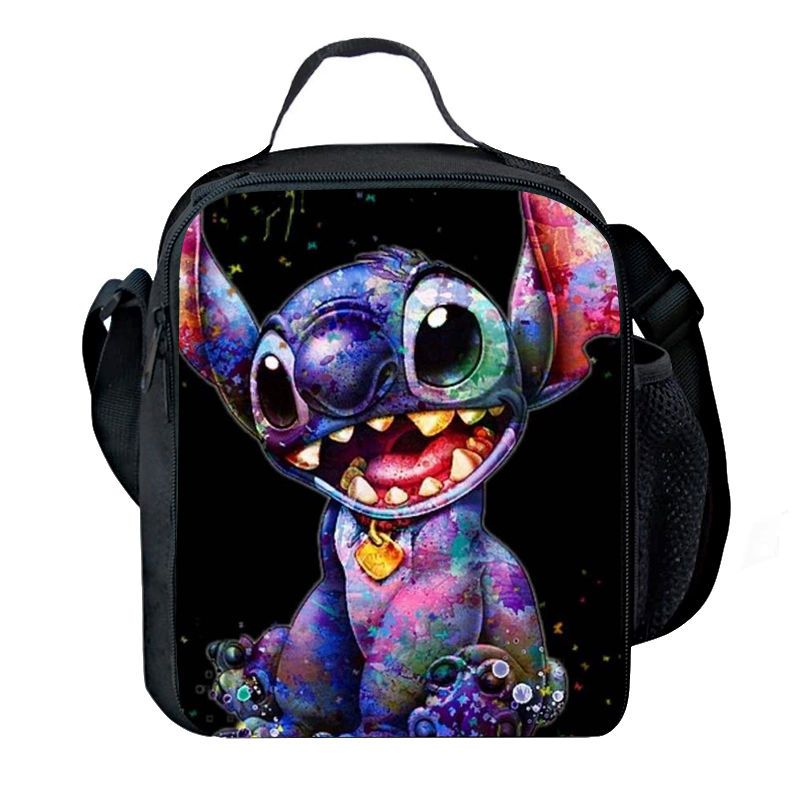 P Stitch Lunch Bag Cute Cartoon Print Customizable Bento Bag Portable Children's and Elementary School Students Handheld Insulation Bag