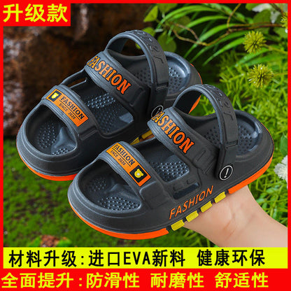 P Boys Summer New EVA Sandals Comfortable Home Anti slip Middle and Small Children Soft Sole Beach Two Wear Boys' Sandals and Slippers