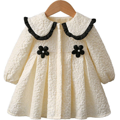 p Girls Dress Spring Autumn 2024 New Children's Foreign Princess Dress Baby Girl Korean Version Long Sleeve Fashionable Skirt