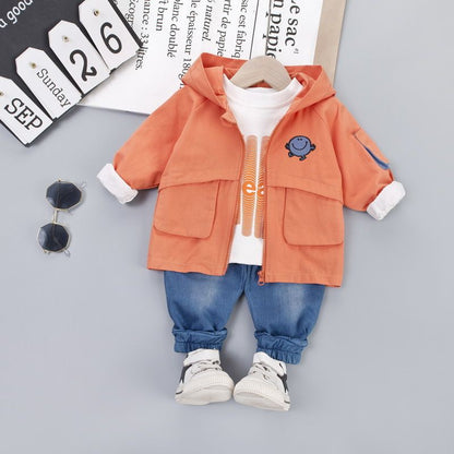 Spring and autumn boy baby handsome coat children&#039;s children&#039;s jacket suit tide three-piece children&#039;s wear.